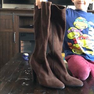 Brown suede boots